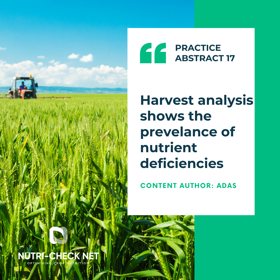 Harvest analysis shows the prevelance of nutrient deficiencies