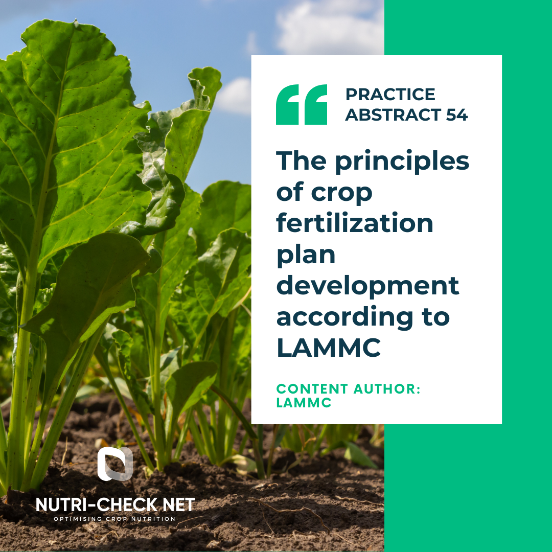 The principles of crop fertilization plan development according to LAMMC
