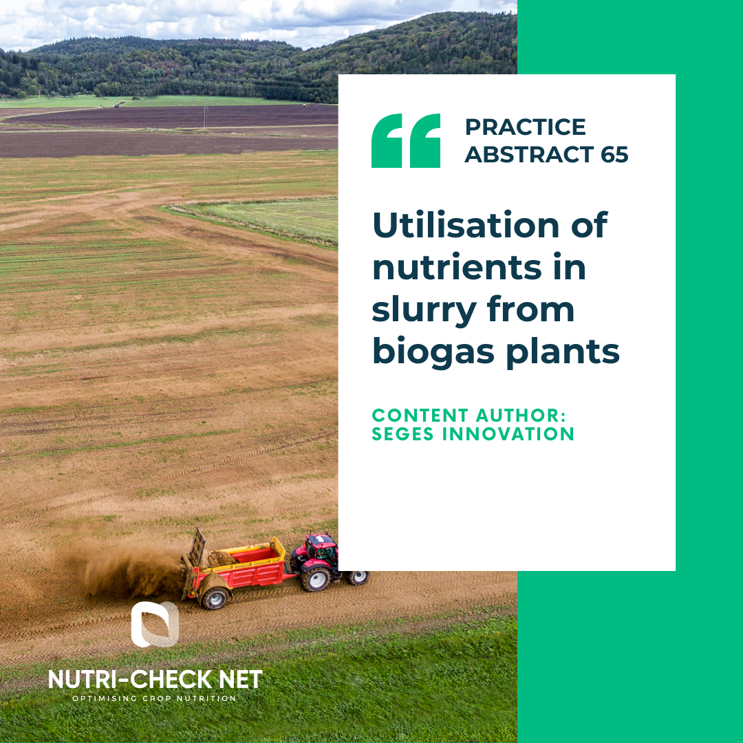 Utilisation of nutrients in slurry from biogas plants