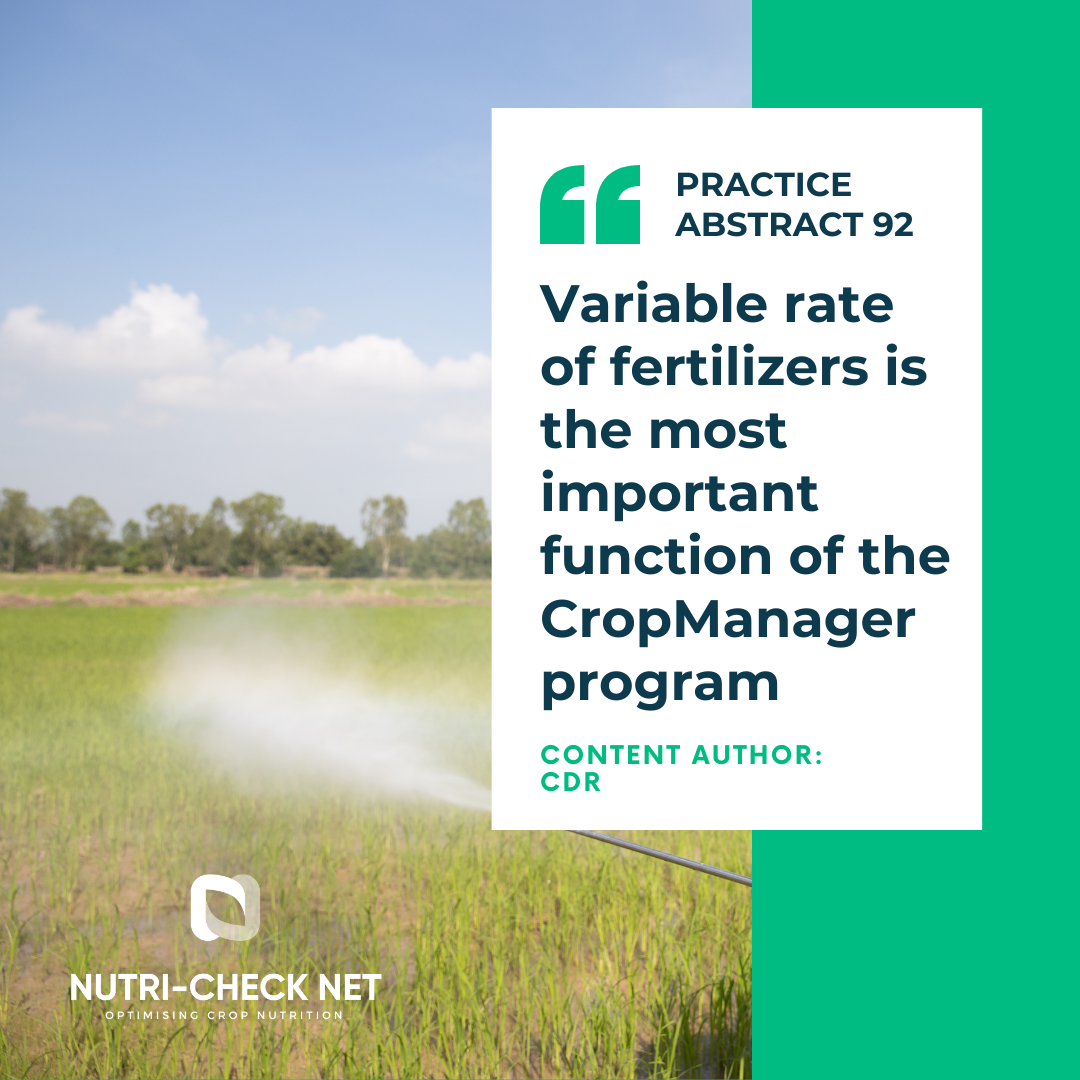 Variable rate of fertilizers is the most important function of the CropManager program