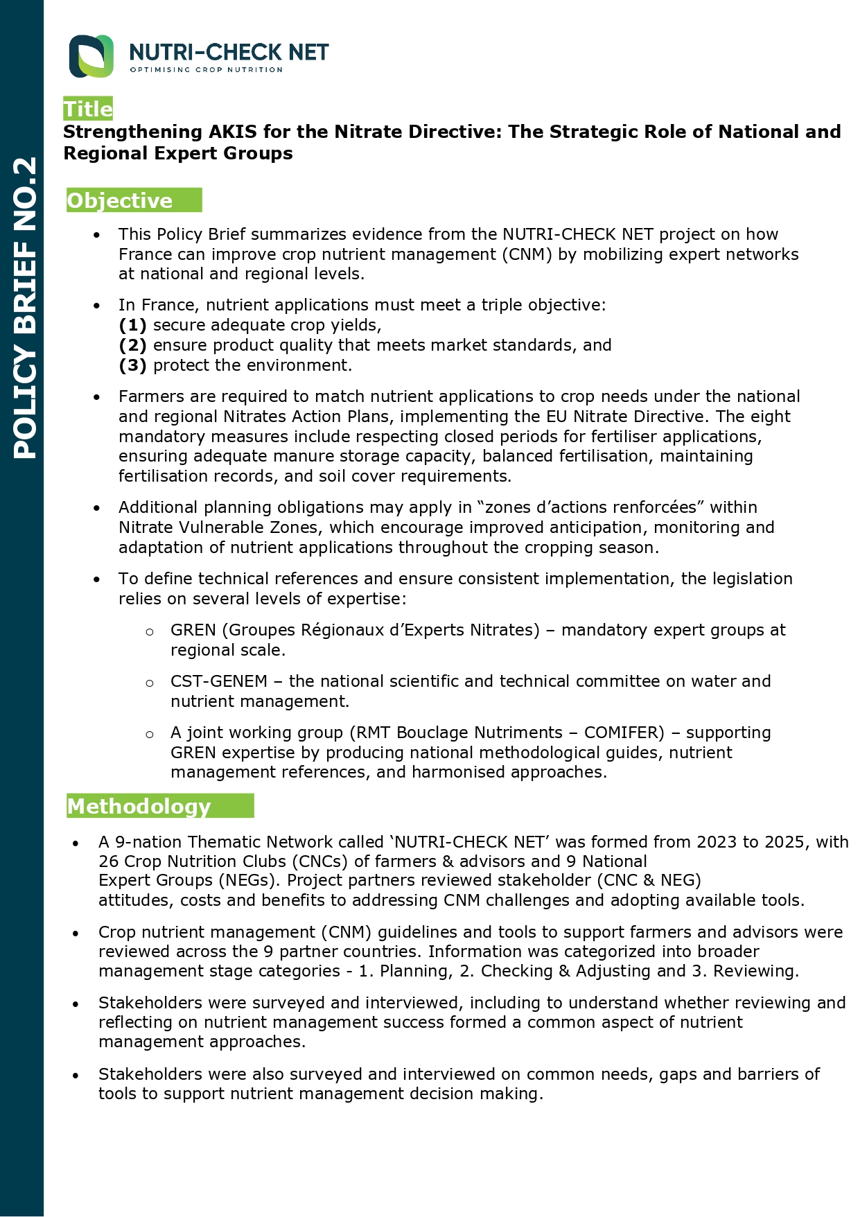 Policy Brief 02 – France – ARVALIS