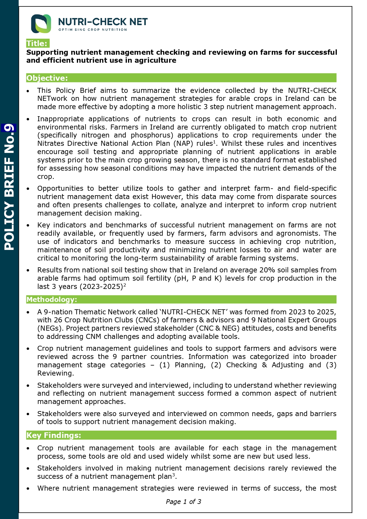 Policy Brief 09 – Ireland – TEAGASC
